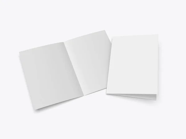 Half Fold Φυλλάδιο Κενό Λευκό Πρότυπο Για Mock Και Σχεδιασμό Royalty Free Φωτογραφίες Αρχείου