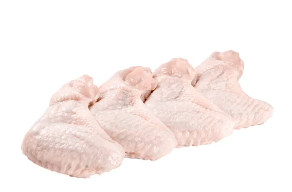 Surowe Skrzydełka Kurczaka Desce Krojenia Białym Tle Surowe Mięso — Zdjęcie stockowe