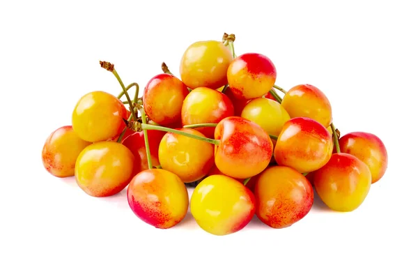 Sárga Cseresznye Csoport Fehér Alapon — Stock Fotó