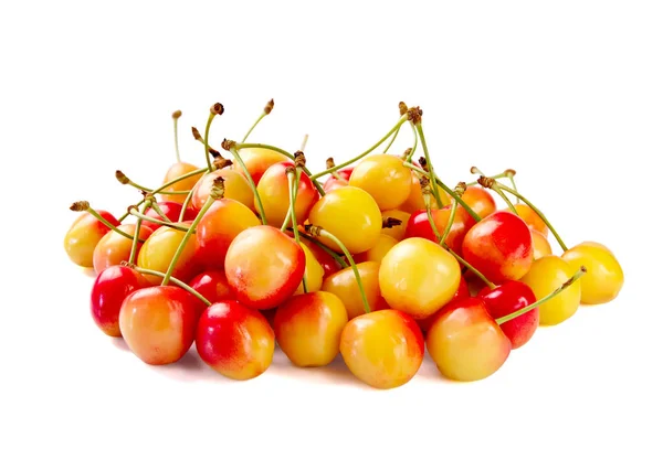 Group Yellow Sweet Cherries White Background Royalty Free Stock Images