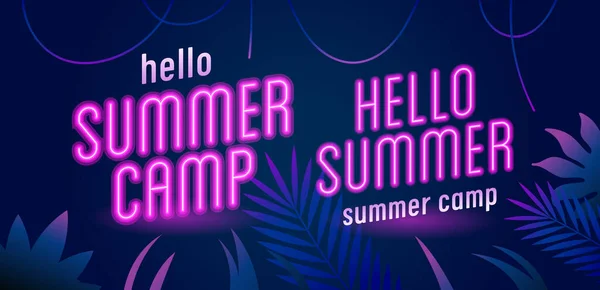 Lettre Rose Fluo Bonjour Summer Summer Camp Template Pour Publicité — Image vectorielle