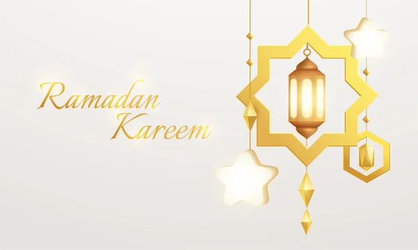 吊るし飾りとイスラムの祭りの休日のデザイン ランタン 星と幾何学的な形状 — ストックベクタ