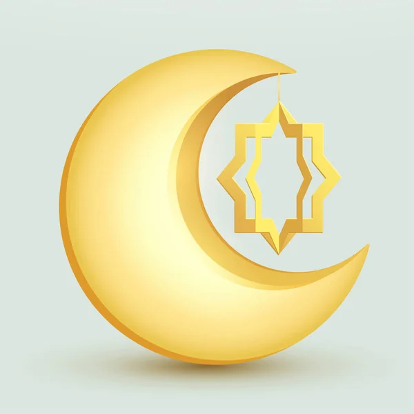 Crescent Moon Islamic Hanging Decoration Paper Star Isolated — Stock Vector
