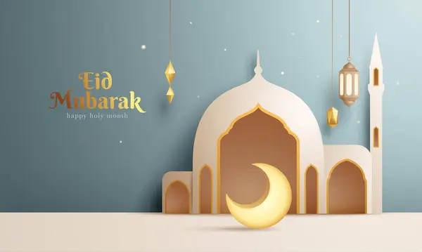 초승달 모스크 이슬람 장식으로 무슬림 이슬람 디스플레이 배경의 일러스트 로열티 프리 스톡 일러스트레이션