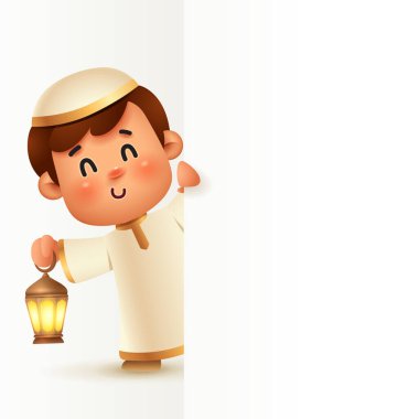 Boş İşaretli Neşeli İslami Çocuk