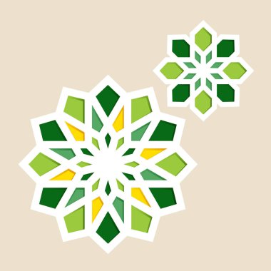 İslami Çiçek Geometrisi: Yeşil ve Sarı desenler