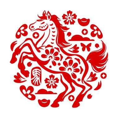 At Geleneksel Çin Vintage Dairesel Element Yılı