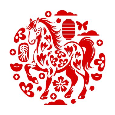 At Geleneksel Çin Vintage Dairesel Element Yılı