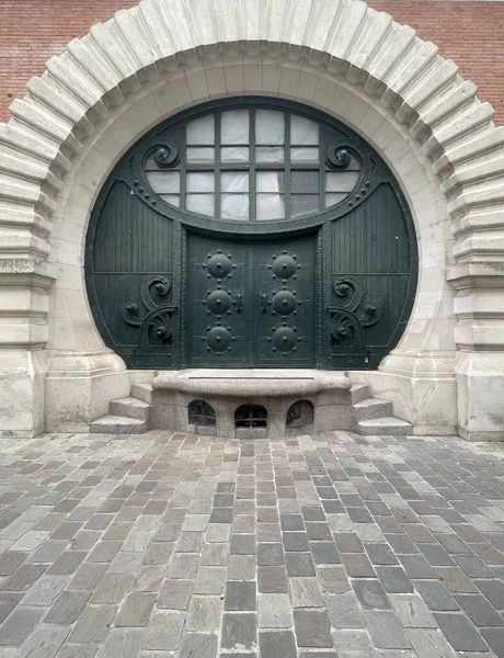Pintu Bulat Dari Abad Pertengahan Dinding Kota Kuno Reims — Stok Foto