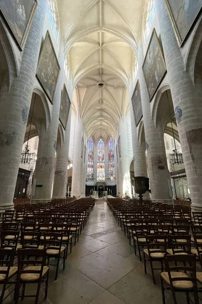Interiér Katedrály Remeš Francii Létě — Stock fotografie