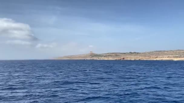 Malta Otevřené Moře Pov Pohled Jachty Blížící Comino Ostrov Středozemní — Stock video