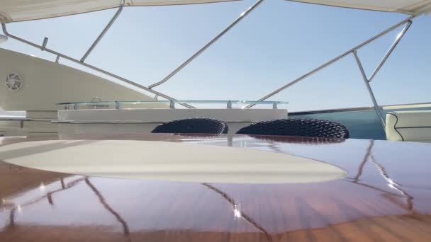 Luxe Jacht Ovale Tafel Bar Zeilen Middellandse Zee Malta Hoge — Stockvideo