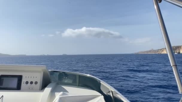 Malta Listopadu 2023 Otevřené Moře Pov Pohled Jachty Blížící Comino — Stock video