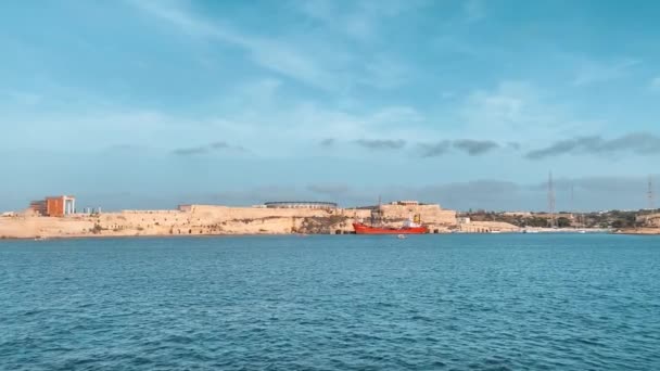 Fort Rikazli Nebo Fort Ricasoli Kalkara Pohled Moře Gladiátorská Aréna — Stock video