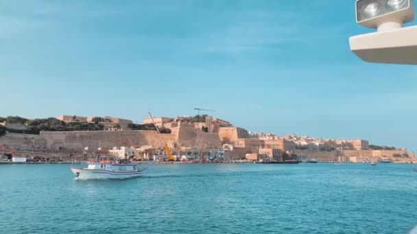Valletta Malta 2023 Valletta Cruise Port Widok Morza Zwolnione Tempo — Wideo stockowe