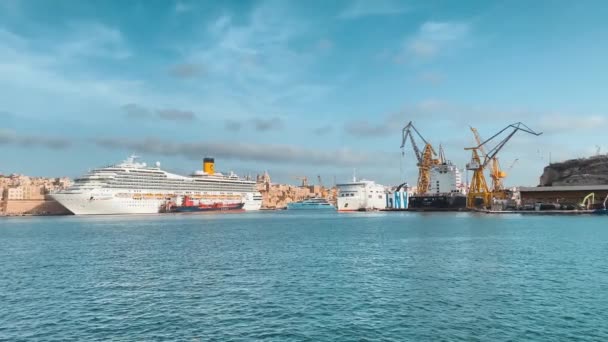 Валлетта Мальта Октября 2023 Года Сухой Док Parlatorio Wharf Malta — стоковое видео