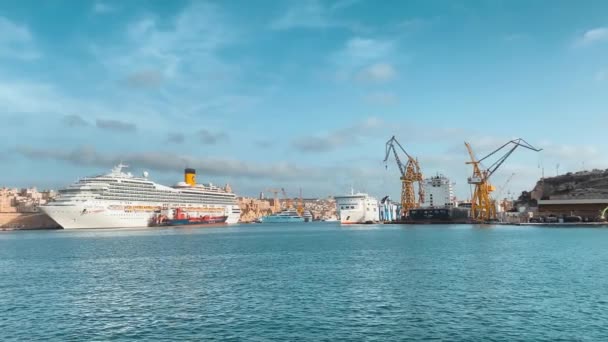 Βαλέτα Μάλτα Οκτωβρίου 2023 Parlatorio Wharf Malta Dry Dock Kordin — Αρχείο Βίντεο