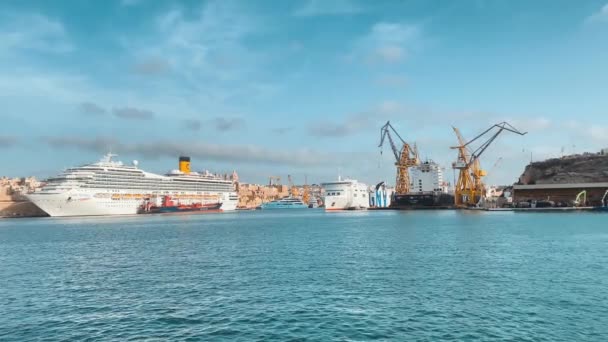 Valletta Malta 23Rd October 2023 Parlatorio Wharf Malta Dry Dock — Stock Video
