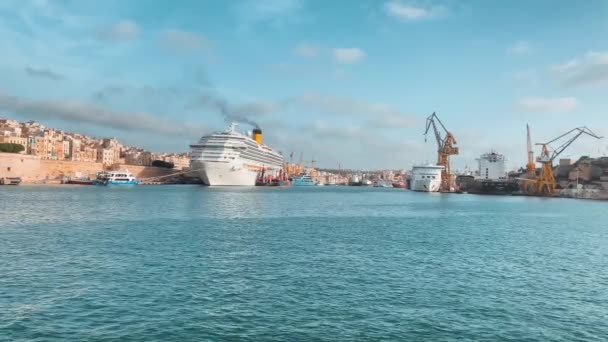 Valette Malte Octobre 2023 Parlatorio Wharf Malta Cale Sèche Terminal — Video