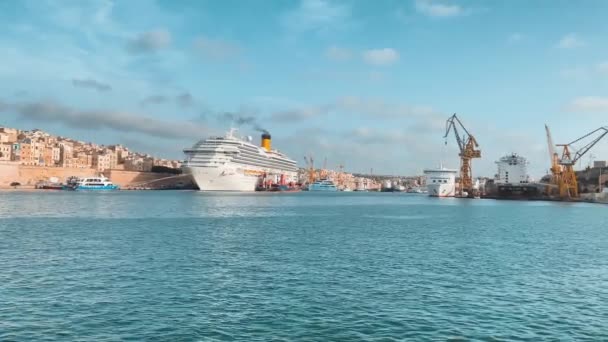 Βαλέτα Μάλτα Οκτωβρίου 2023 Parlatorio Wharf Malta Dry Dock Kordin — Αρχείο Βίντεο
