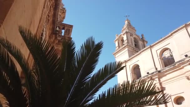 Mdina Malta Kasım 2023 Pauls Katedrali Nin Saat Kulesi Sessiz — Stok video