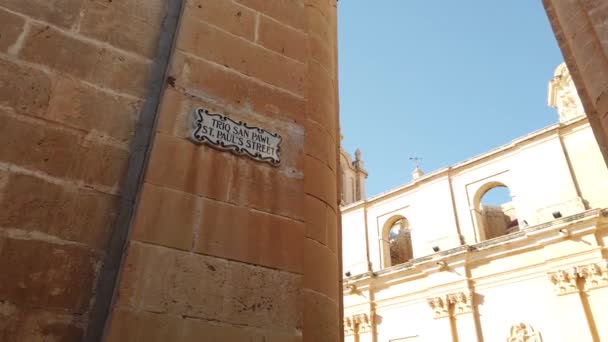 Mdina Malta Noviembre 2023 Vista Catedral Pauls Desde Calle Pauls — Vídeo de stock