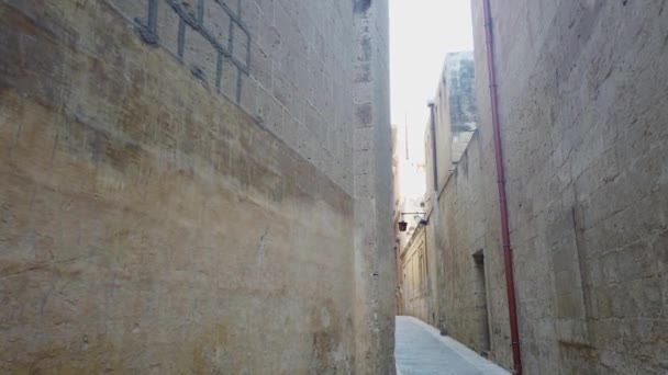 Мдіна Мальта Листопада 2023 Року Вузькі Вулиці Середньовічного Тихого Міста — стокове відео