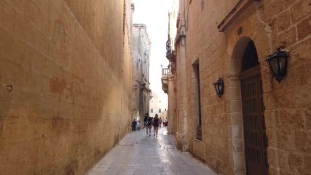 Mdina Malta November 2023 Wandel Door Smalle Straatjes Het Middeleeuwse — Stockvideo
