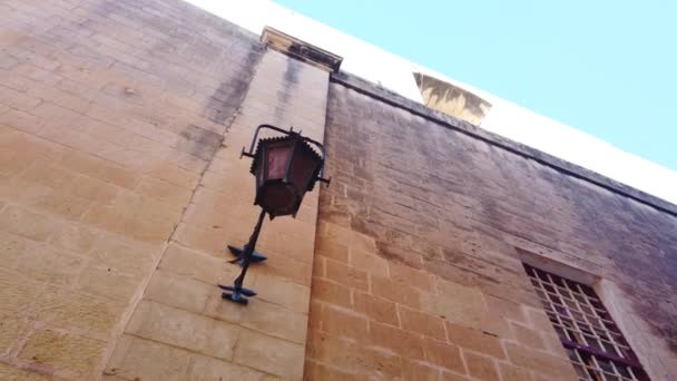 Mdina Malta 5Th November 2023 Old Light Sandstone Building Shot — Stock Video