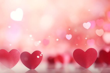 Kırmızı kalpler arka planda. Sevgililer Günü. Aşk romantizmi alanı taklit eder. Yüksek kalite fotoğraf