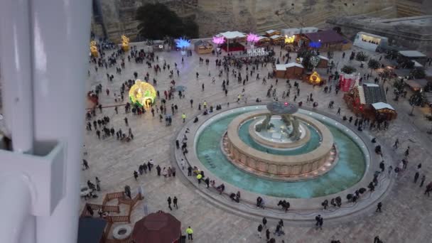 Valeta Malta 2023 Fairyland Rudolf Wheel Ride Triton Water Fountain — Stock Video
