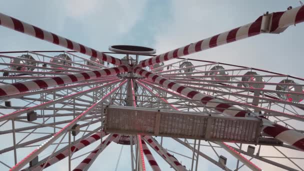 Ferries Wheel Amusement Park Sunset Low Angle View High Quality — Stock Video