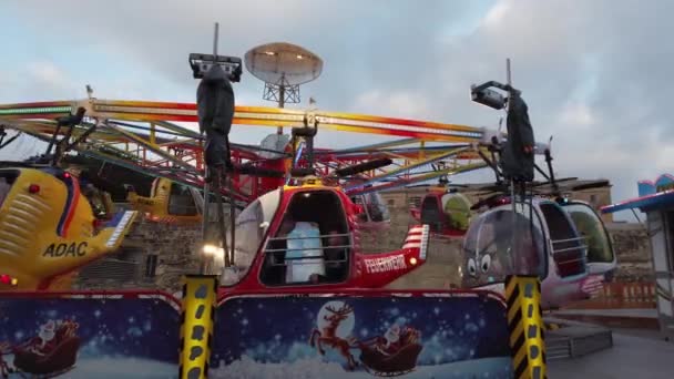 Valleta Malta 2023 Little Airport Amusement Park Ride Kids Spinning — Stock Video
