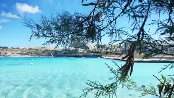 Qawra Malta Giornata Primaverile Sul Mar Mediterraneo Acqua Cristallina Turchese — Video Stock