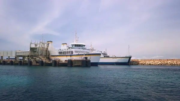 stock image Cirkewwa, Malta 29.05.2024 - Port in Cirkewwa, Ferries to comino terminal. View from the boat. High quality photo