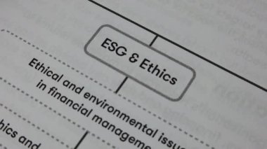 ESG çerçevesi ve etik, çevre sorunları, mali yönetim. Yüksek kalite 4k görüntü