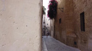 Mdina, Malta 20.11.2024 - Mdina, Malta 'da bulunan Ortaçağ Taş Duvarları. Yüksek kalite 4k görüntü