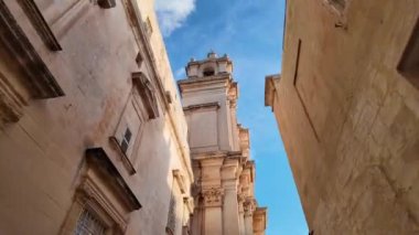 Hiperlapse, St Pauls Katedrali, Mdina, Malta. Yüksek kalite 4k görüntü