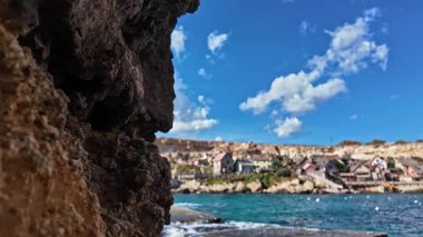 Temel Reis Köyü, Malta, Anchor Körfezi 'nden görüntüler geliyor. Yüksek kalite 4k görüntü