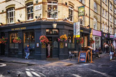 London, UK, Sept 2022, view of The White Horse facade, a pub in Soho