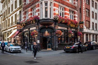 London, UK, Sept 2022, view of the Leicester Arms facade, a pub in Soho