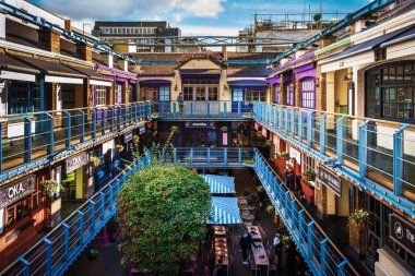 London, UK, Sept 2022, view of Kingly Court, a three-story alfresco food and dining place in Soho