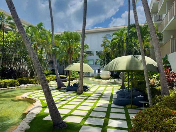 Grand Cayman Caymanöarna Juni 2023 Över Ett Viloområde Marriott Resort — Stockfoto