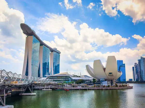 Stock image Singapore, Feb 5th 2024, view of some futuristic architecture on Marina Bay Waterfront