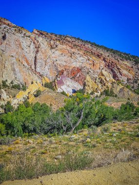 View of a rock formation in Bandelier National Monument on the Pueblo Loop Trail  clipart