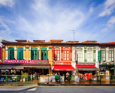 Merkez Bölge, Singapur, 5 Şubat 2024, Küçük Hindistan 'da Buffalo Yolu' ndaki şehir manzarası