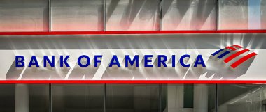 New York City, USA, May 1st 2024, Close up of Bank of America sign at 6th Ave and W 33rd St, Manhattan 