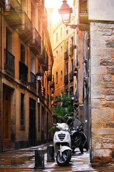 Barcelona Catalonië Spanje Romantische Smalle Residentiële Bystreet Gotische Wijk Antieke — Stockfoto