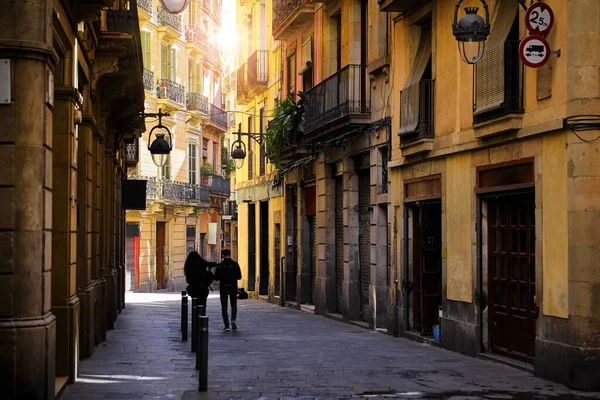 Barcelona Catalonië Spanje Romantische Smalle Residentiële Bystreet Gotische Wijk Antieke — Stockfoto