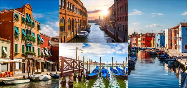 Collage Mix Set Der Insel Murano Venedig Venetien Italien Blick — Stockfoto